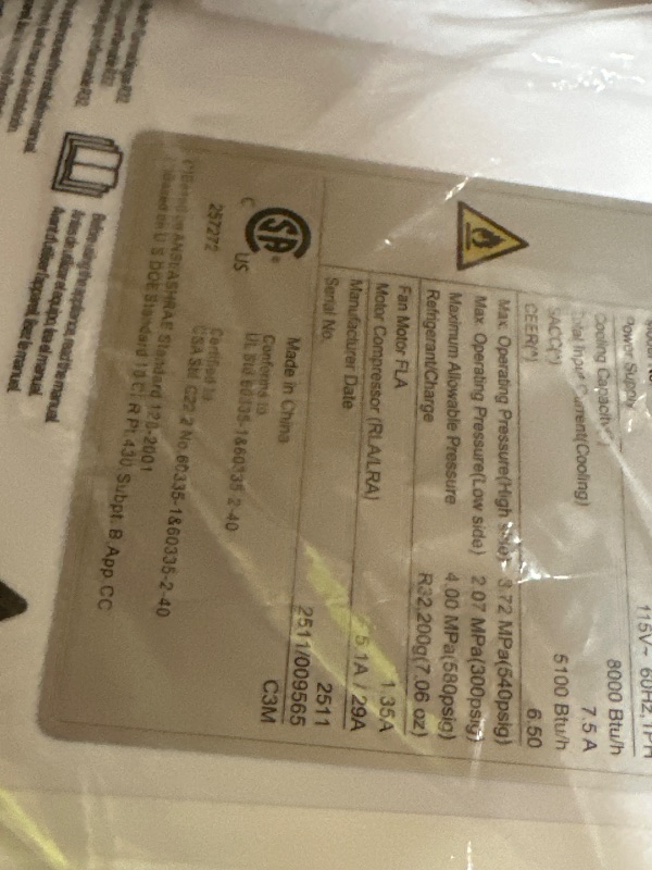 Photo 1 of **PARTS ONLY** Garvee 8,000 BTU Portable Air Conditioner