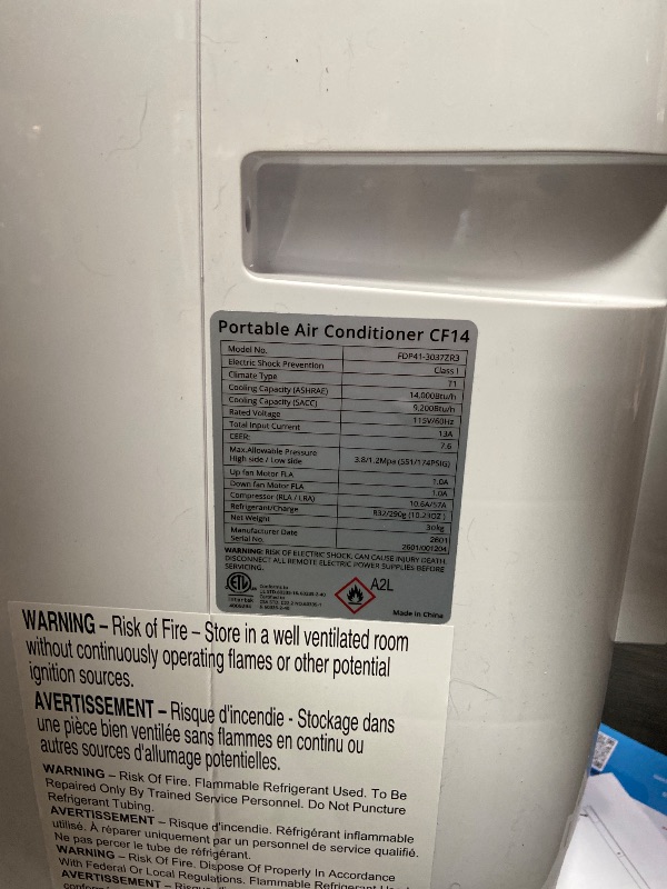 View 4 of 14,000 BTU Portable Air Conditioner, 4-IN-1 Portable AC Unit for Large Rooms Up to 750 Sq. Ft. with Cooling, Dehumidifier, Fan, Sleep, Auto Swing, LED Display, 24H Timer, Remote & Installation Kits
