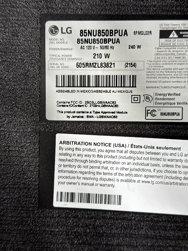 View 4 of ****Parts Only**** LG 85-Inch Class Nano AI 4K NU85 Series Smart TV, 2026 Model