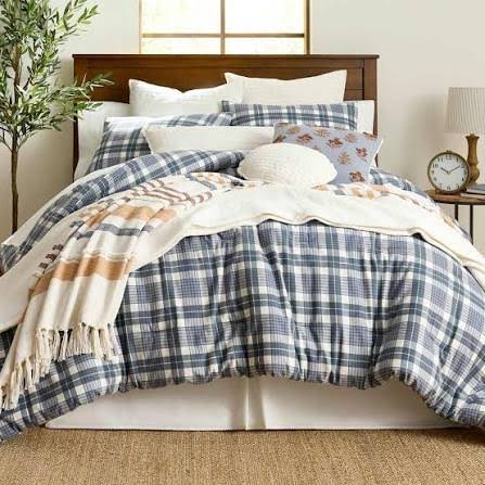 View 1 of (comforter only) blue Quilted Platted Blue blanket Twin XL