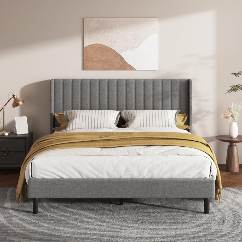 View 1 of (headboard only /missing set)Queen Bed Frame with Tufted Headboard