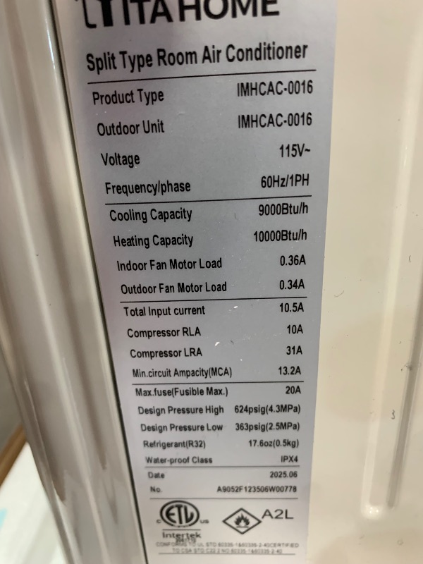 View 2 of *INCOMPLETE* YITAHOME 9000 BTU Mini Split AC/Heating System, Ductless Mini Split Air Conditioner Heat Pump,115V 19 SEER2 Energy Efficient Inverter AC Unit,Wifi Enabled Compatible with Alexa for Apartment, Garage