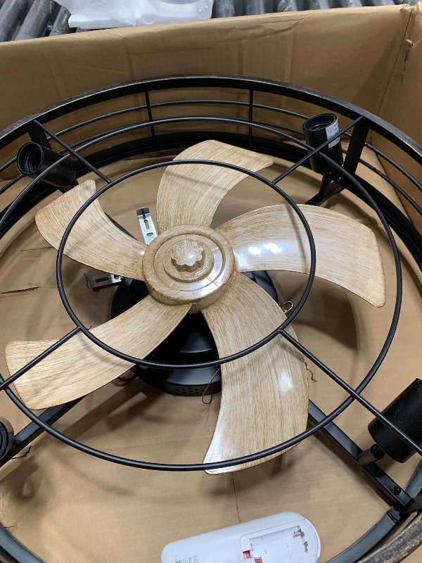 View 4 of *****PARTS ONLY ***** VOLISUN Farmhouse Caged Ceiling Fan, 23.6" Gold