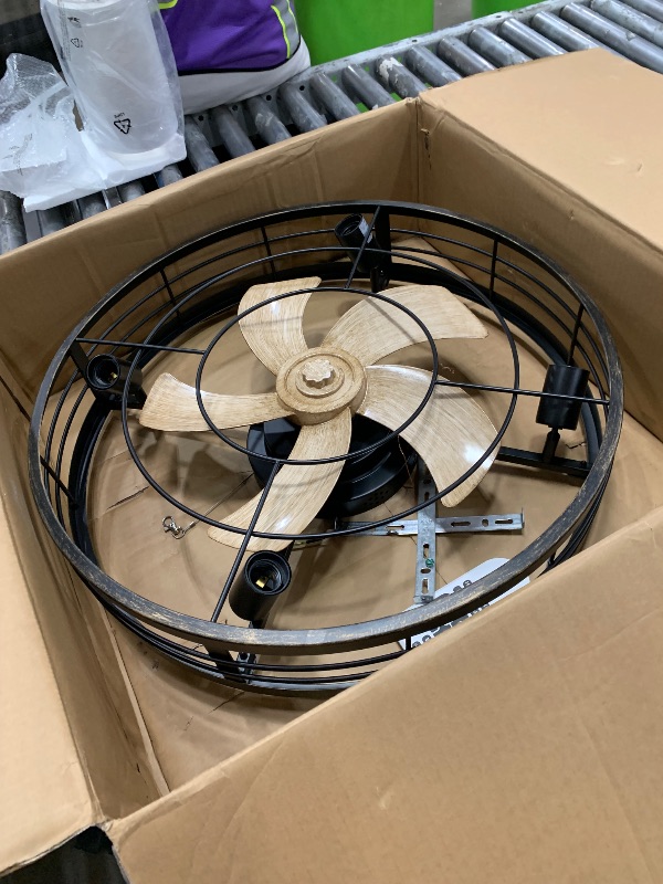 View 2 of *****PARTS ONLY ***** VOLISUN Farmhouse Caged Ceiling Fan, 23.6" Gold