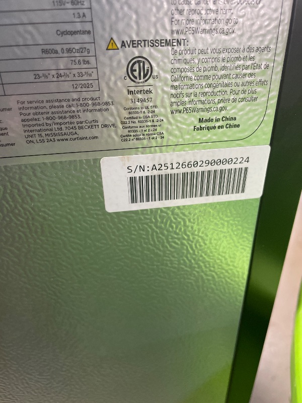 View 5 of ***SEE NOTES FOR DETAILS***
Frigidaire 5.0 cu ft Under Counter Refrigerator