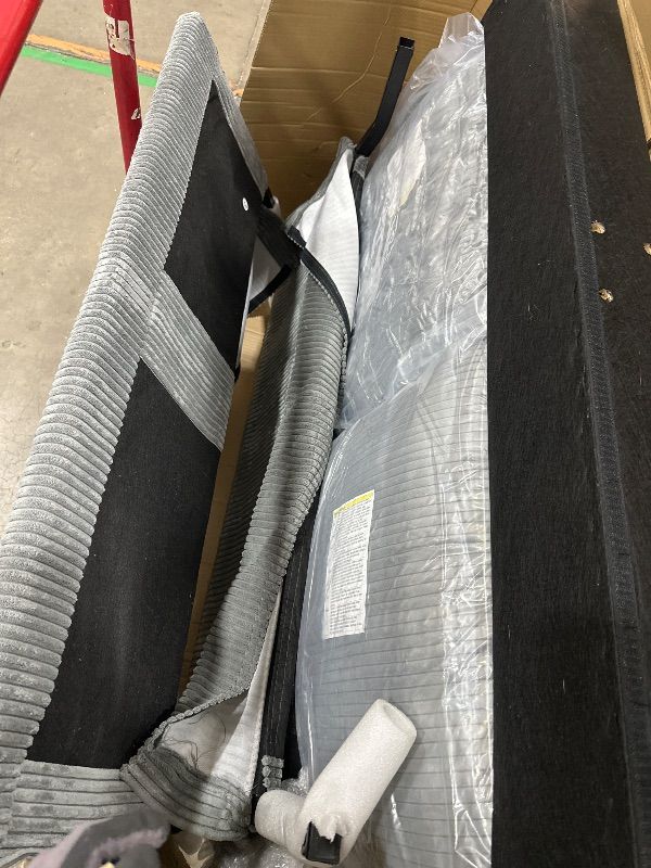 View 3 of *** PARTIAL SET - PARTS ONLY *** LINSY HOME U Shaped Sectional Couch, 105'' Grey Corduroy Sofa