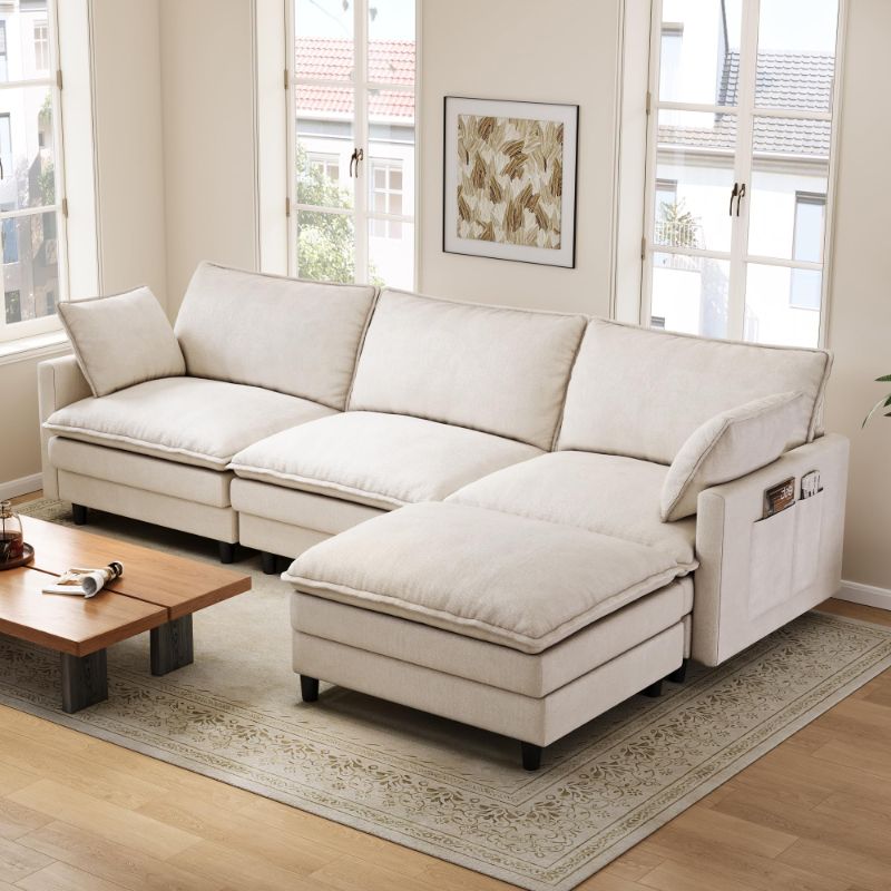 Photo 1 of **ONLY 1 BOX OUT OF 3** FAVSH 102'' L-Shaped Cloud Couch Sectional Sofa for Living Room, Beige