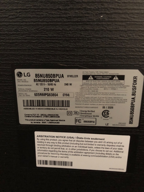 Photo 1 of *BROKEN* LG 85-Inch Nano AI 4K Smart TV (2026 Model)