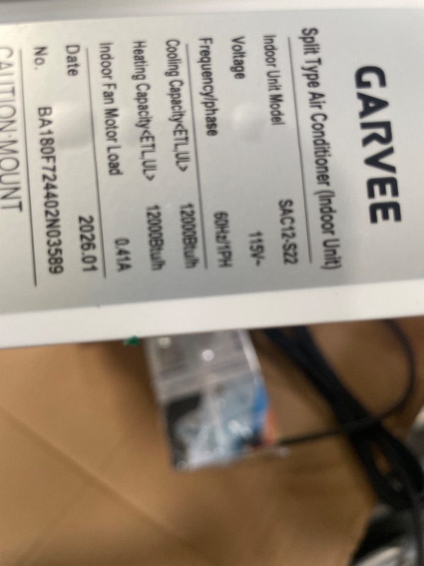 Photo 1 of **PARTIAL SET** GarveeTech 12000 BTU Mini Split Air Conditioner & Heat Pump