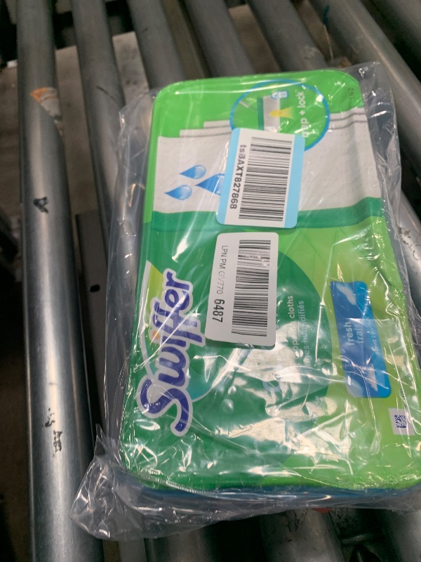 Photo 1 of **OPENED ALREADY** Swiffer Sweep + Mop, Wet Pads Refill, Microfiber Floor Cleaner for Dirt, Dust, Hair, Cleaning Cloths for Mopping Home, Bathroom, Kitchen, All Purpose Multi-Surface Floor Wipes, Fresh, 24ct