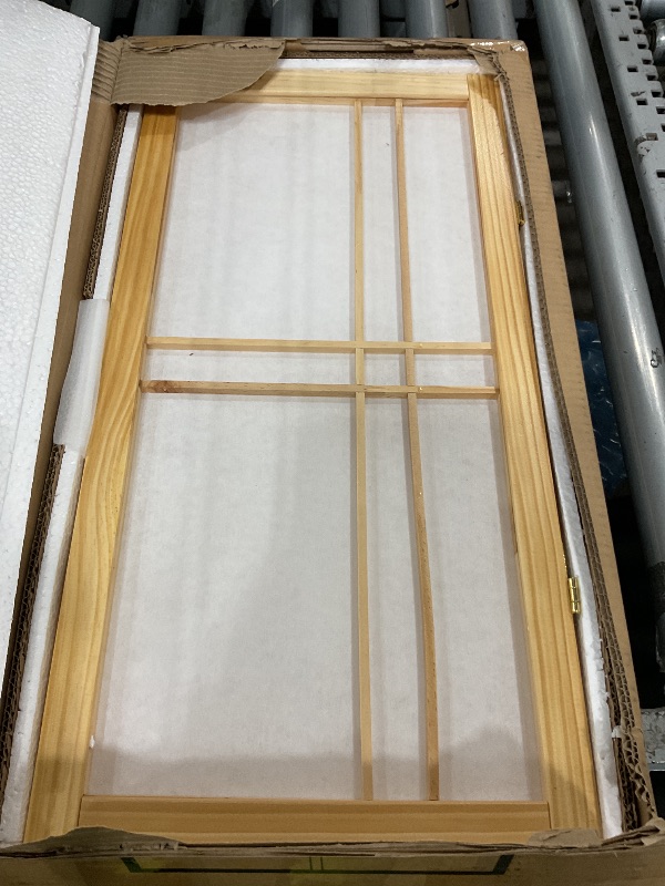 Photo 1 of 2 ft. Short Desktop Double Cross Shoji Screen - Natural - 3 Panels