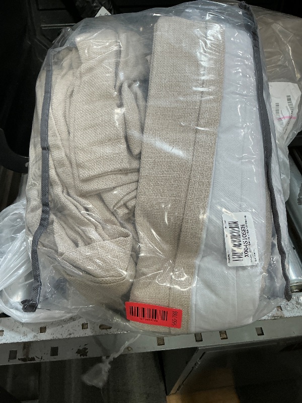 View 2 of **size unknown**Oatmeal Blackout Linen Pleated Curtains for Bedroom Living Room
