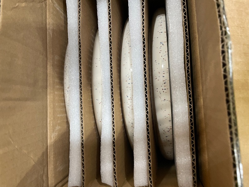 Photo 1 of ****WAS 24 MISSING 12 **** Famiware Meteor Plates and Bowls Sets, 24-Piece Stoneware Dinnerware Sets, Dishes Set for 8, Microwave and Dishwasher Safe Tableware, Creamy White