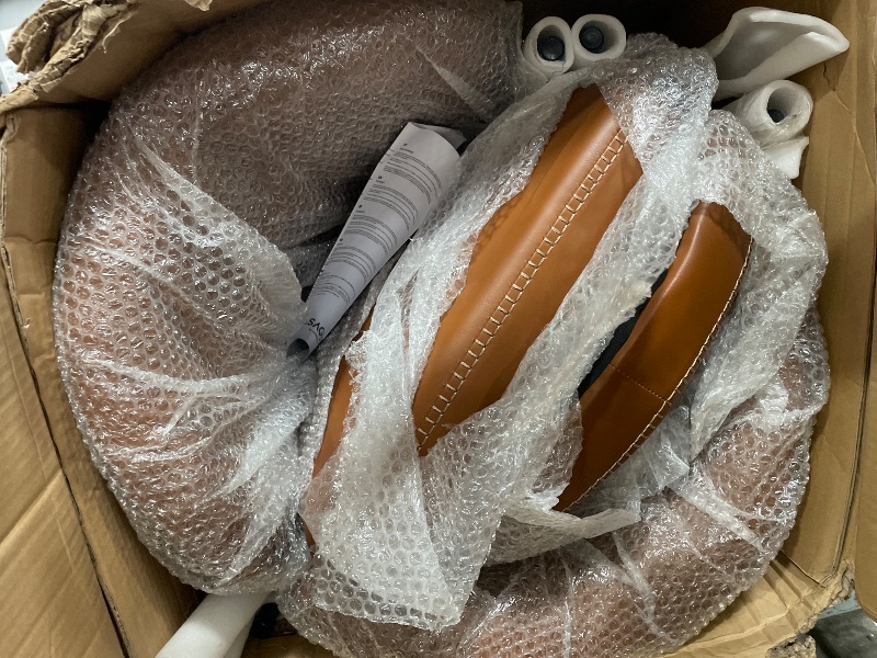 Photo 1 of ** PARTS ONLY DAMAGED AND MISSING ALL HARDWARE**
VASAGLE EKHO Collection - Dining Chairs Set of 2 Upholstered Kitchen Chairs, Comfortable Seat, Synthetic Leather with Stitching, Mid-Century Modern, Easy Assembly, Living Room Lounge, Caramel Brown