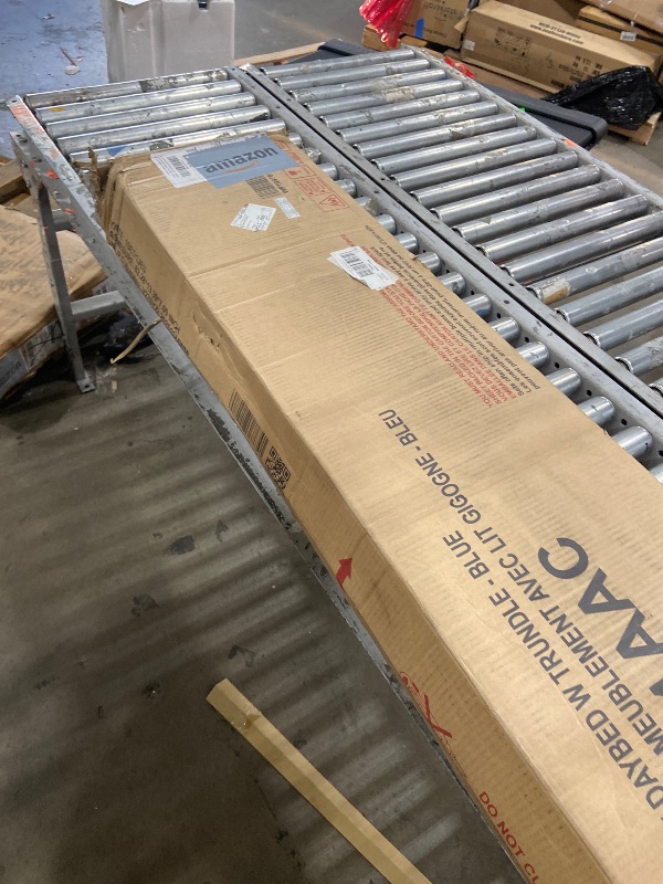 Photo 1 of *** BOX 1OF2, MISSING TRUNDLE PORTION**  - GDFStudio Twin Upholstered Daybed with Trundle, Linen Fabric Sofa Bed Frame with Wood Slats Support, Pull-Out Guest Bed for Living Room Bedroom Apartment, Blue