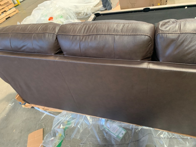 Photo 1 of **has some minor cosmetic damage, some small tears** Signature Design by Ashley Colleton 92-Inch Classic Sofa, Dark Brown Leather Match, No Assembly Required, Durable Reinforced Frame, Couch for Living Room