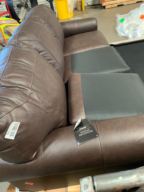 Photo 1 of **has some minor cosmetic damage, some small tears** Signature Design by Ashley Colleton 92-Inch Classic Sofa, Dark Brown Leather Match, No Assembly Required, Durable Reinforced Frame, Couch for Living Room
