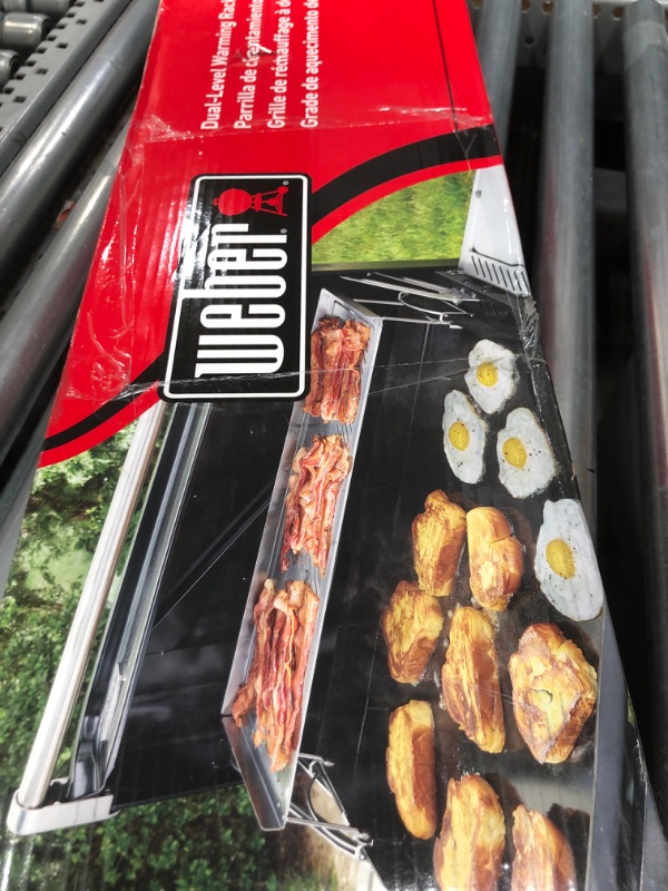 Photo 1 of "Weber 30" Slate Griddle Warming Rack & Resting Tray – Easy?Install Adjustable Rack with Raised Edges & Narrow Heat Slots for Keeping Food Warm, Toasting & Extra Cook Space