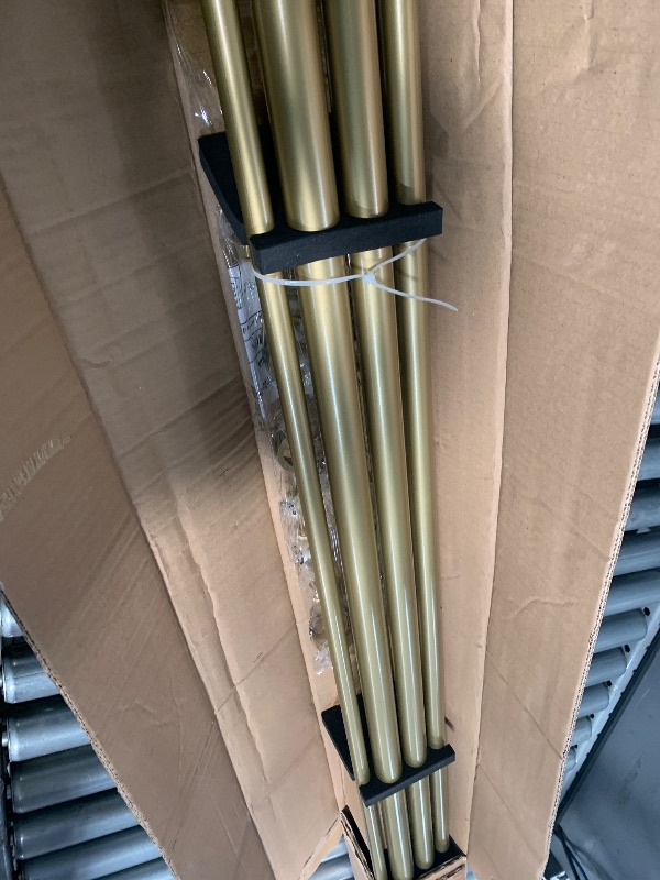 Photo 1 of 1 1/8 Inch Heavy Duty Double Curtain Rods for Windows, 144-164inch(12-13.6ft) Adjustable Length Telescoping Dual Drapery Rod Set with Aluminum Bracket for Porch, Floor-to-ceiling Window, Warm Gold