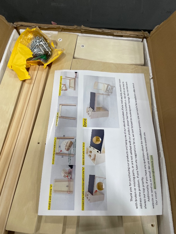 View 4 of **MISSING SOME HARDWARE** doowroodni Kids Art Table and Chair Set, Sturdy Beech Wood Study Desk for Children’s Drawing, Learning & Play - Multi-Functional Activity Table for Home,Toddler Desk with Storage and 1 Chair