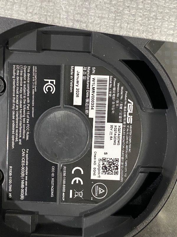 Photo 1 of ****MAJOR DAMAGE , SHATTERED **** ASUS Rog Strix 27" 1440P Gaming Monitor (XG27AQWMG), QHD, TrueBlack Glossy Tandem OLED, 280Hz, 0.03ms, Neo Proximity Sensor, DisplayHDR True Black 500, 99% DCI-P3, DisplayWidget, 3yr Warranty