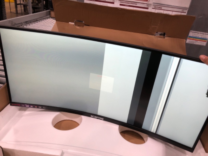 Photo 1 of ***SCREEN IS DAMAGED***Sceptre 34-Inch Curved Ultrawide WQHD Monitor (3440 × 1440), R1500, up to 180Hz/165Hz, DisplayPort x2, 99% sRGB, 1ms, Built-in Speakers, Machine Black, 2025 (C345B-QUT168)