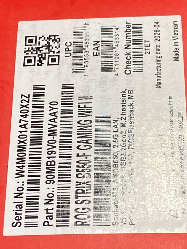 Photo 1 of **PARTS ONLY** Asus ROG Strix B550-F Gaming WiFi II AMD AM4 (3rd Gen Ryzen) ATX Gaming Motherboard (PCIe 4.0,WiFi 6E, 2.5Gb LAN, BIOS Flashback, HDMI 2.1, Addressable Gen 2 RGB Header and Aura Sync)