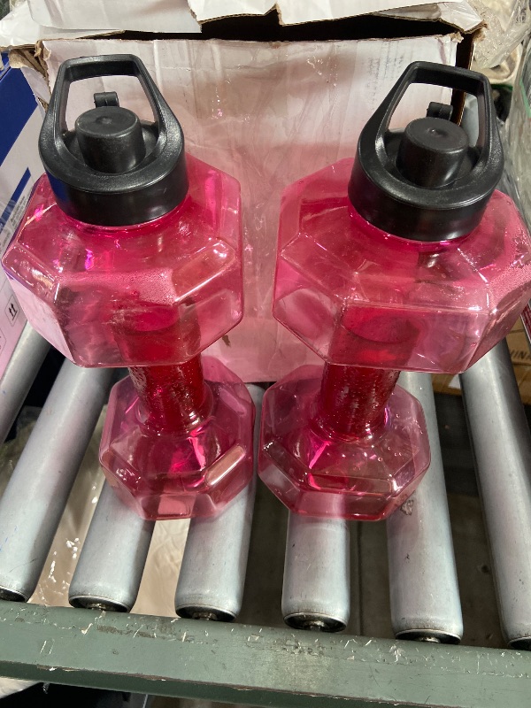 Photo 1 of *** PINK***    Water Weights for Pool Exercise Set of 2, Aquatic Exercise Dumbbells with Non-slip Handle, PE Materials Water Dumbbell Aerobics for Water Aerobics Weight Loss (Pink)