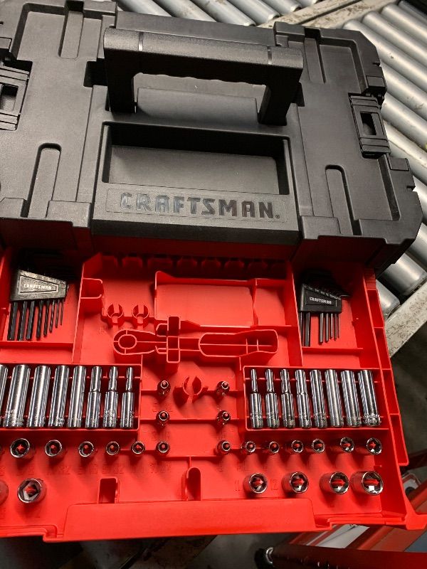 Photo 1 of ***MISSING PARTS***

CRAFTSMAN 230 Pcs Mechanics Tool Set, Socket Wrench Set, Car Tool Kit with VERSASTACK Toolbox, SAE and Metric,1/4 in, 3/8 in, and 1/2 Drive, Short and Long Arm Hex Keys (CMMT45306)