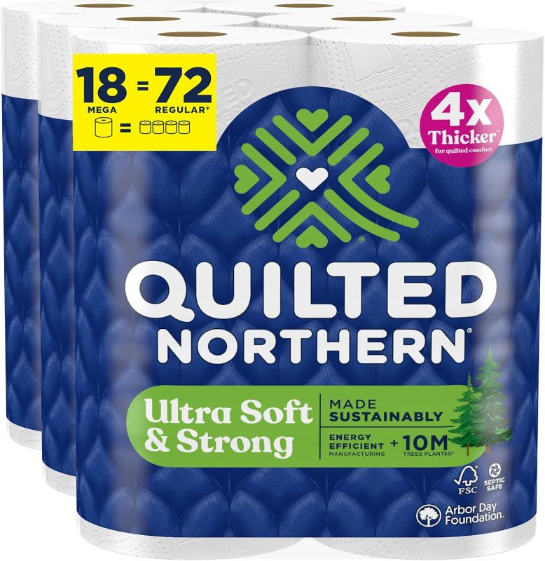 Photo 1 of 
Quilted Northern Ultra Soft & Strong Toilet Paper, 18 Mega Rolls = 72 Regular Rolls, 5X Stronger*, Premium Soft Toilet Tissue