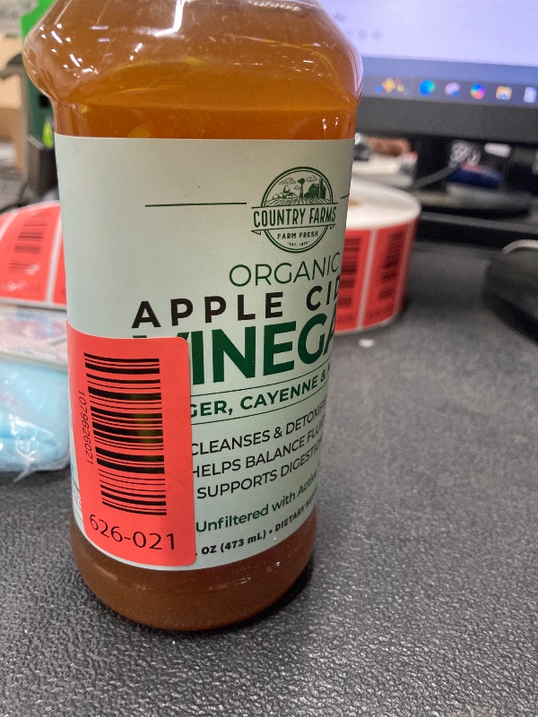 Photo 1 of ***RETAIL PRICE IS WAY WRONG***Country Farms Organic Apple Cider Vinegar with Mother USDA Organic, Cayenne and Maple 16 Ounces***RETAIL PRICE IS WAY WRONG***
