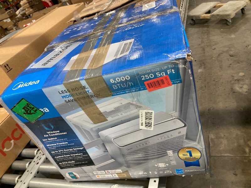 Photo 1 of ***MISSING PARTS-SELLING AS IS *** Midea 6,000 BTU U Shaped Smart Inverter Window Air Conditioner - Cools 250 Sq Ft, Ultra Quiet with Open Window Operation - Alexa/Google Assistant Compatible, 37% Energy Savings, Remote (2026 Edition)