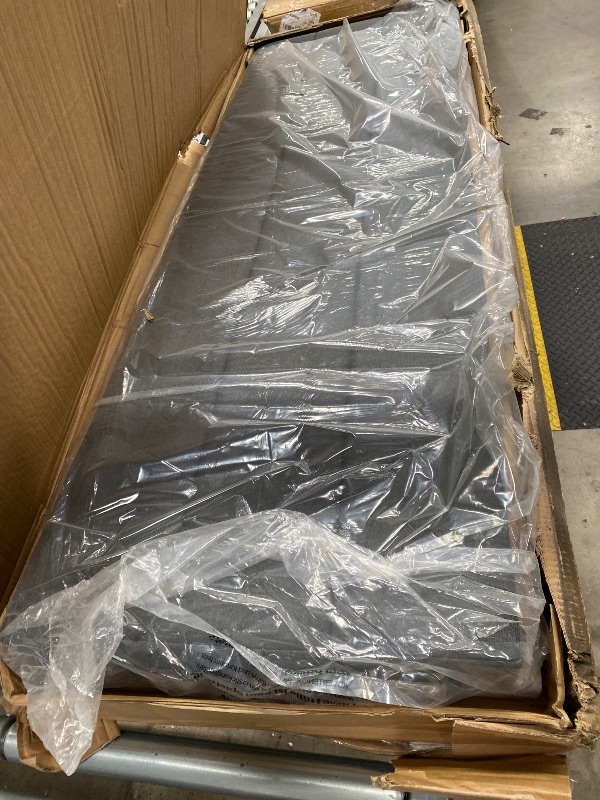 Photo 1 of ***The description is for reference only.
***Zinus Queen Piper Upholstered Platform Bed with Horizontal Paneled Headboard, Wooden Slat Support, No Box Spring Needed, Easy Assembly, Eco Friendly Packaging, Dark Grey