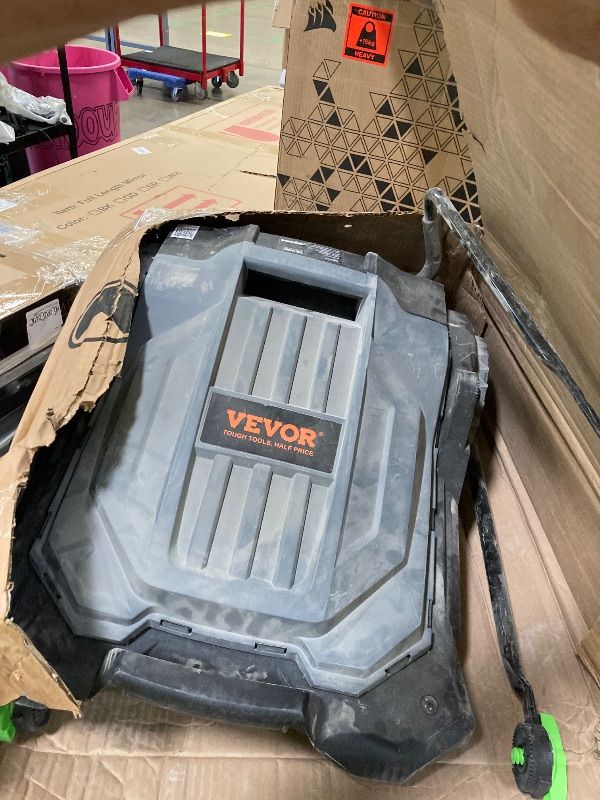 Photo 1 of ***PARTS ONLY/MISSING PARTS/NOT IN ORIGINAL BOX****VEVOR Walk-Behind Hand Push Floor Sweeper, 25.6" Sweeping Width Floor Sweeper Manual Non-Electric, 5-Gallon Waste Container, Angle & Height Adjustable Folding Handle for Walkway, Yard, Garage, Patio