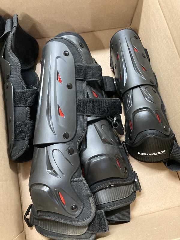 Photo 1 of ***USED*** ACEFURTHER Motorcycle Knee Pads Set for Adults, Knee Pad with Three-Section Design, Widen Side Wing Design Knee and Shin Protector, Black, 4Pcs