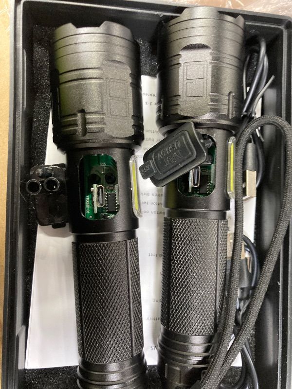 Photo 1 of **PARTS ONLY****ALSTU Flashlight Rechargeable 99,000 High Lumen - 7 Modes LED Flash Light with COB, Powerful Handheld Flashlight for Home, Camping(2 Pack)