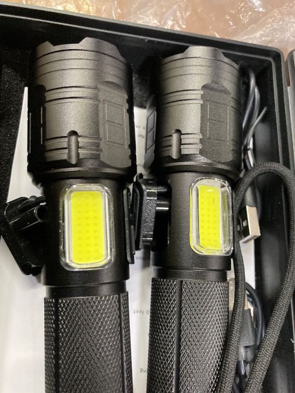 Photo 1 of **PARTS ONLY****ALSTU Flashlight Rechargeable 99,000 High Lumen - 7 Modes LED Flash Light with COB, Powerful Handheld Flashlight for Home, Camping(2 Pack)