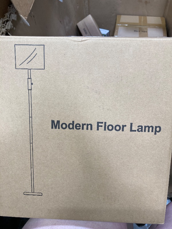 Photo 1 of ?Upgraded? Dimmable Floor Lamp for Living Room,1000 Lumens Bulb Included, Modern Floor Lamps Simple Design with Linen Shade, Tall Standing Lamp for Bedroom Office Dining Room, Black Pole Lamp