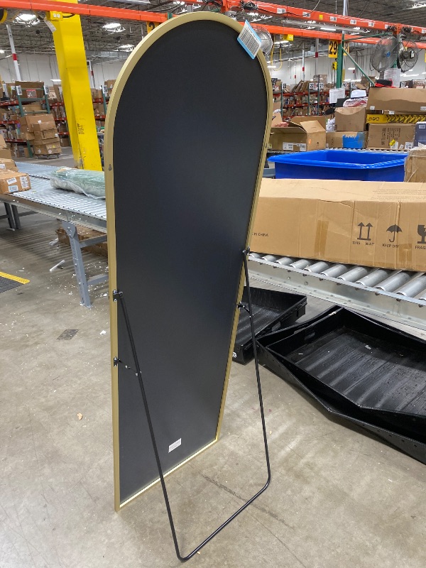 Photo 1 of ***USED*** DUMOS 64"x21" Arched Full Length Floor Mirror, Full Body Mirror with Stand, Shatterproof Tempered Glass, Modern Aluminum Alloy Frame, Free Standing or Leaning for Home Decor, Gold ***NOT IN BOX