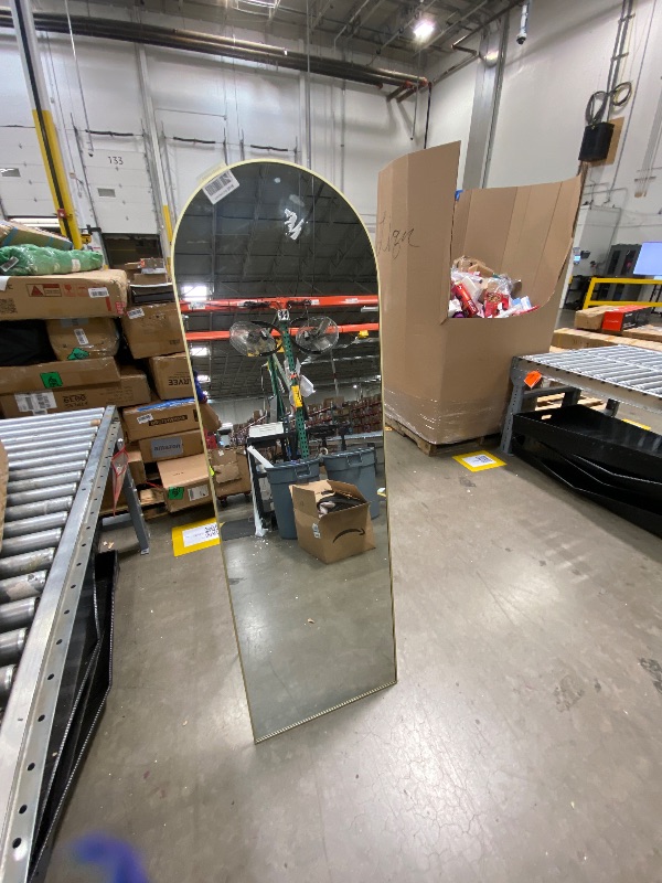 Photo 1 of ***USED*** DUMOS 64"x21" Arched Full Length Floor Mirror, Full Body Mirror with Stand, Shatterproof Tempered Glass, Modern Aluminum Alloy Frame, Free Standing or Leaning for Home Decor, Gold ***NOT IN BOX