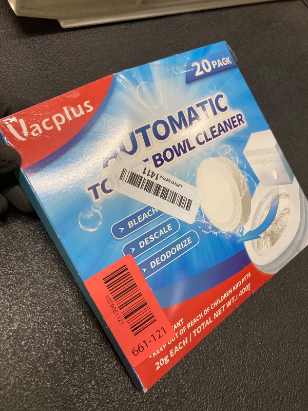 Photo 1 of *Box was open/unsure if missing* Vacplus Toilet Bowl Cleaner Tablets 20 PACK, Automatic Cleaners with Bleach, Slow-Releasing Toilet Tank Cleaners for Deodorizing & Descaling, Household Toilet Cleaners against Tough Stains