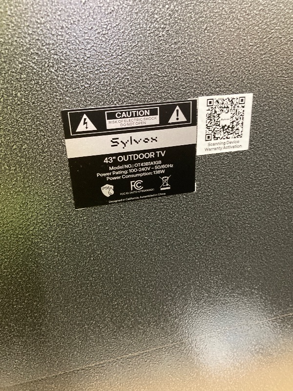 Photo 1 of *Screen Cracked/Parts only* *NO RETURNS/ NO REFUNDS* SYLVOX 43 Inch Outdoor Smart Television Weatherproof Google TV, 4K 700NIT High Brightness Temperature Resistant IP56 Waterproof TVs, Anti-Scratch, Suitable for Partial Sun (Patio Series)