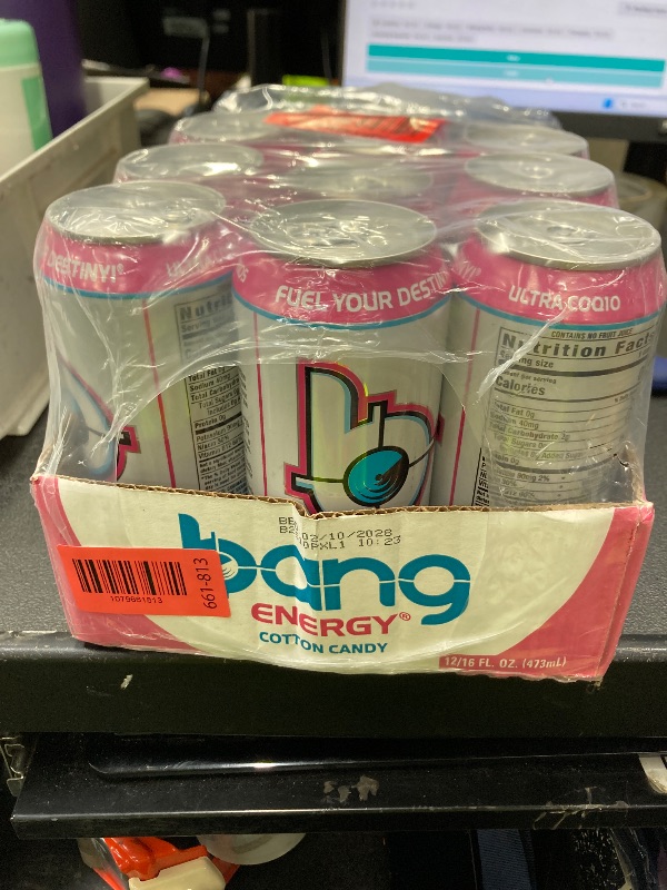Photo 1 of *Missing 2 drinks* Bang Energy Cotton Candy, Sugar-Free Energy Drink, 16-Ounce
