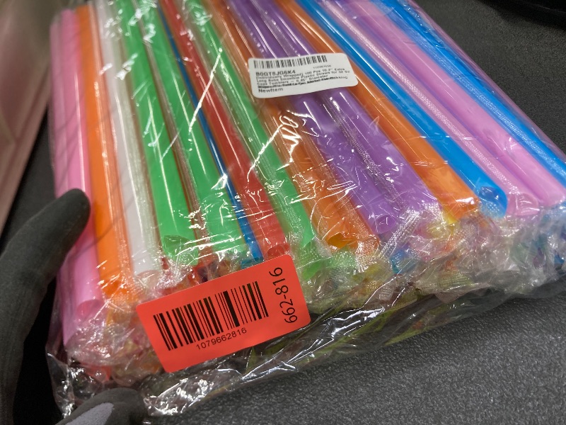 Photo 1 of [Individually Wrapped] 100 Pcs 10.2" Extra Long Boba Smoothie Plastic Straws for 32 Oz Cups Tumblers - 0.45" Diameter Wide-Mouthed Large Jumbo Colorful Disposable Bubble Tea Milkshake Drinking Straws