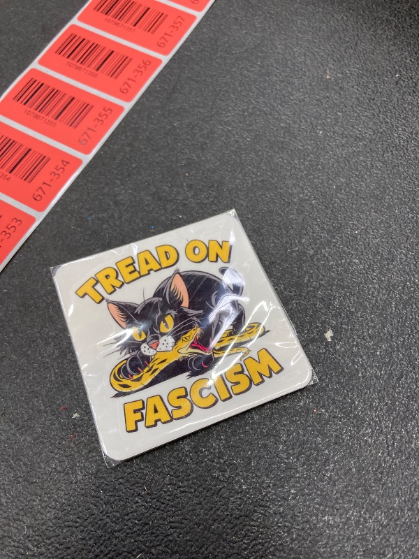 Photo 1 of (3 Psc) Tread On Fascism Sticker - Political Decal - Decal Sticker 3 Inch for Laptop Water Bottles Phone