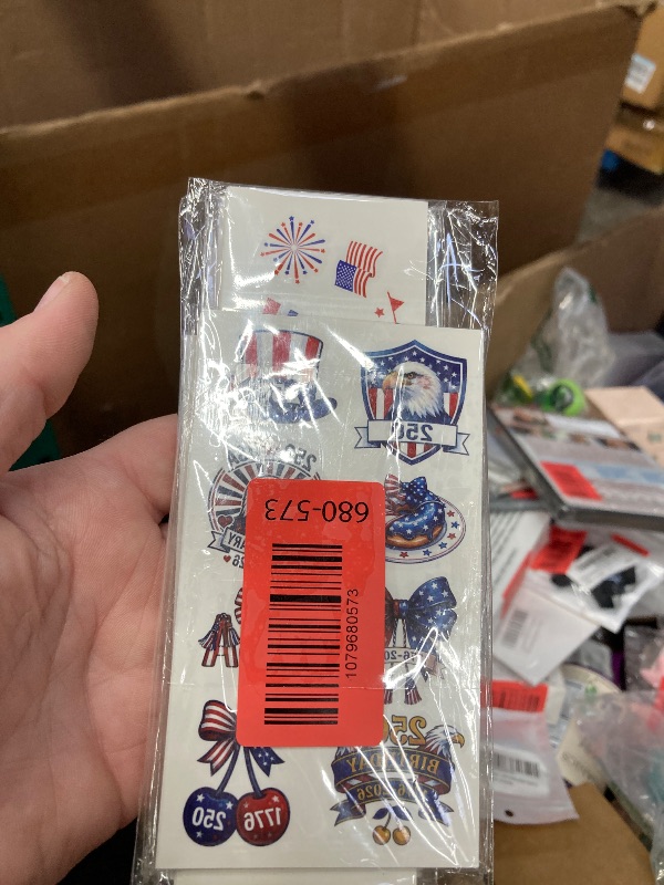 View 2 of **2 PACKS** 110+ PCS 4th of July Face Temporary Tattoos, 22 Sheets USA 250th Anniversary Merchandise Temporary Tattoos, Fourth of July Decorations Accessories For Memorial Day Independence Day Labor Day Supplies