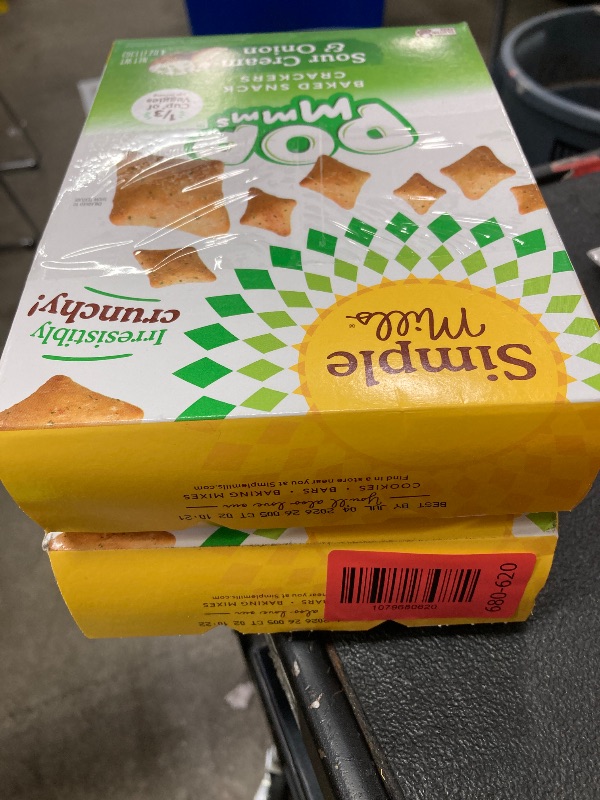 Photo 1 of **2 PACKS** Simple Mills Pop Mmms Sour Cream and Onion Baked Snack Crackers, 1 Pack, Bite-Sized Gluten Free Crackers Made with Real Sour Cream and Wholesome Veggies, Light and Airy Popped Texture, 4 oz