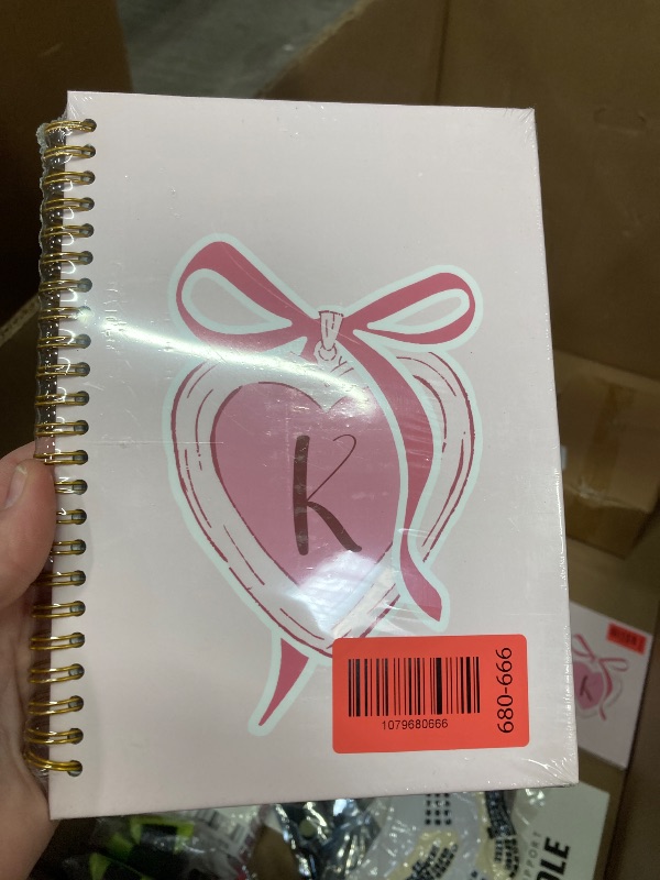 Photo 1 of **K** KDHTY Coquette Pink Bow Initial Letter K Spiral Notebook, Preppy Girly Cute School Supplies Journal for Women, Monogrammed Gifts for Women,Aesthetic Spiral Notebook,Girly Office Supplies,Back to School Supplies 5.5x8.3