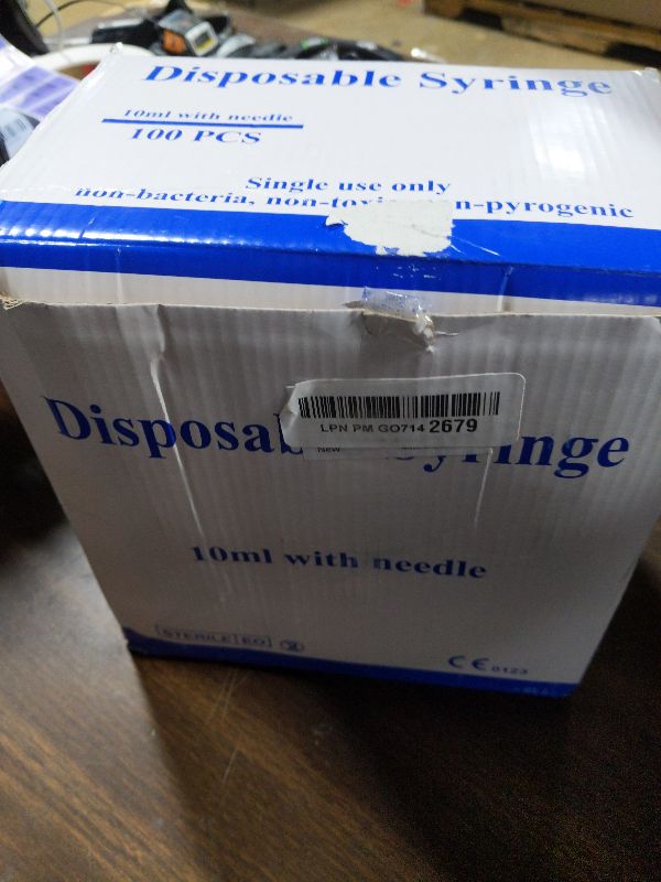 Photo 1 of 100 Pack Disposable 10ml/cc Lab Syringes with 18Ga 1 Inch Needle Luer Lock, Individually Sealed Packed
