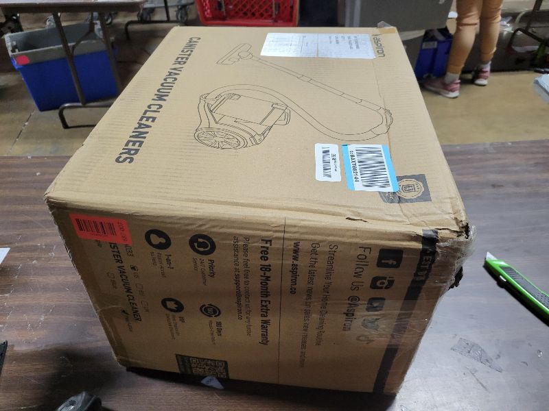 Photo 1 of 1700W Canister Vacuum Cleaner, 45Kpa Bagless Vacuum Cleaner, Multi-Cyclonic Filtration, 2 Anti-Allergen HEPA Filters, 3.5QT Dust Cup, 4 Tools, No Hair Tangles for Hard Floor, Pet Hair, Cerulean